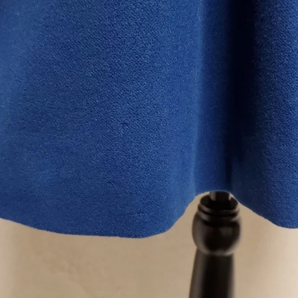 Rare Vintage 1970s Anne Klein Blue Wool Cashmere Pleated Topcoat Swing Coat - Picture 12 of 16